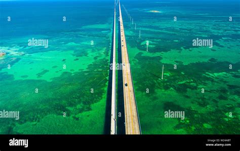 Seven Mile Bridge Endless Road Aerial View Florida Keys Usa Stock