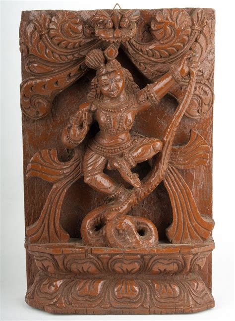 Description A Panel Depicting Krishna Dancing On The Serpent Kaliya