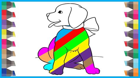 How To Draw A Rainbow Dog Coloring Book Pages Learn Art Color For