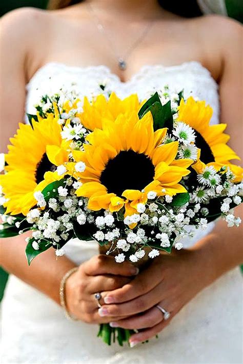 24 Brilliant Sunflower Wedding Bouquets For Happy Wedding Sunflower