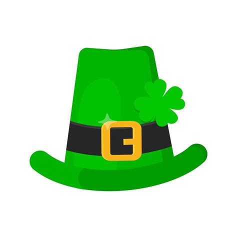 Saint Patrick Day Leprechaun Green Hat With Shamrock Clover Leaf Icon