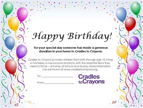 Birthday Dedication T Cradles To Crayons Philadelphia