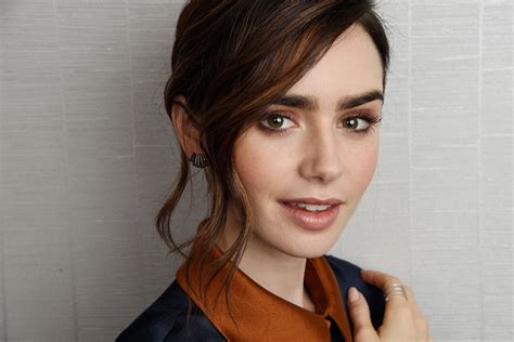 Lily Collins Women Celebrity Brunette Portrait Looking At Viewer