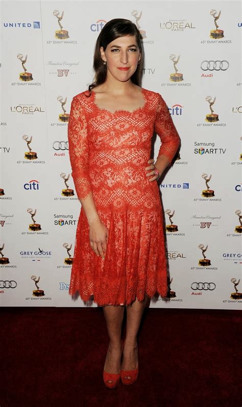 Mayim Bialik In A Red Lace Dress At The Th Primetime Emmy Awards