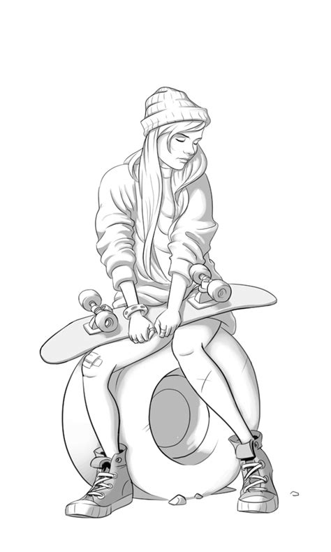 Skater Girl Greyscale By Stman On Deviantart