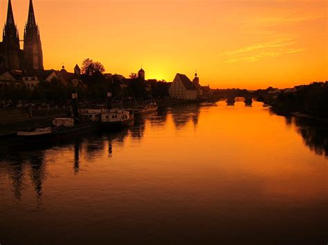 Danube Regensburg Sunset Sunset Heaven On Earth Danube