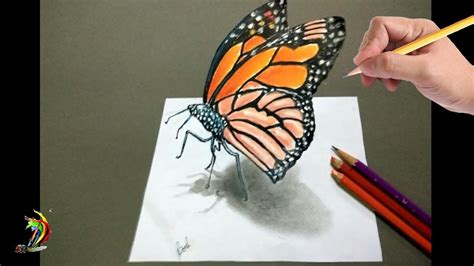 Drawing is a complex skill, impossible to grasp in one night, and sometimes you just want to draw. How to Draw A Butterfly - Cool 3d Trick Art on Paper - Step by step tutorial for kids - YouTube