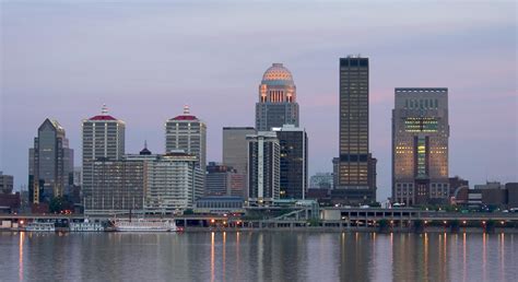 Louisville skyline with george rogers clark memorial bridge. Louisville's Main Street Shines a Light on Kentucky's ...