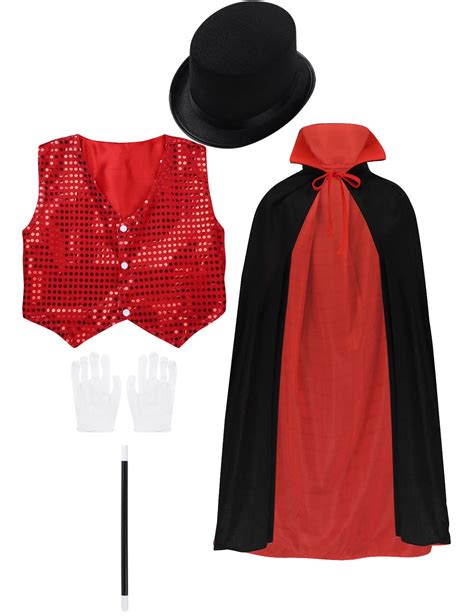 Iiniim 5pcs Kids Magician Cloak Halloween Cosplay Magic Cape Waistcoat