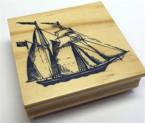 Nautical Sailing Ship Rubber Stamp Old By Thecraftersmerchant