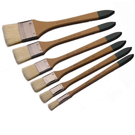 6pcsset Nylon Hair Paint Brush Wooden Handle Flathead Scrubbing Brush