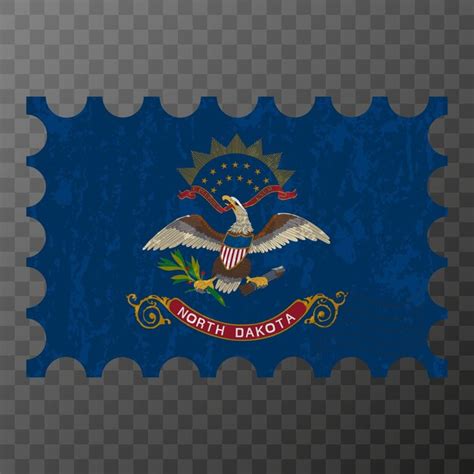 Premium Vector Postage Stamp With North Dakota State Grunge Flag