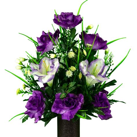 Sympathy Silks Artificial Cemetery Flowers 24 Lavender Amaryllis