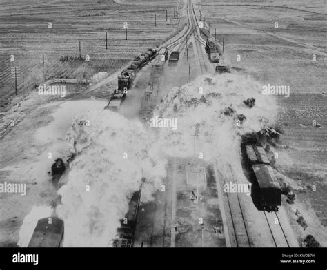 Two Fireballs Of Napalm Explode On North Korean Railroad Cars On The