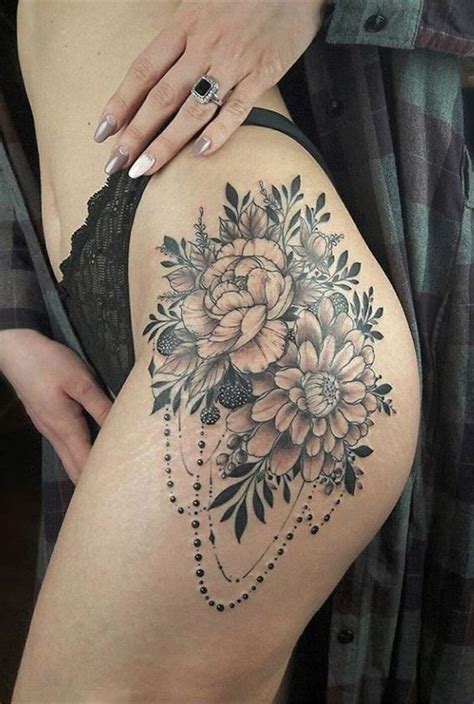50 Gorgeous And Sexy Hip Thigh Floral Tattoo Designs You