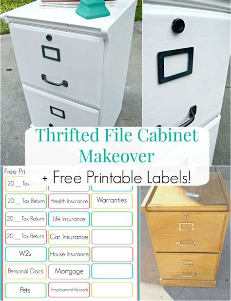 A filing cabinet can be arranged alphabetically, by category, date, or location using descriptive labels. Thrifted File Cabinet Makeover + Free Printable Labels ...