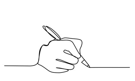 Hand With Pen A Person Writes On Paper Record Write A Letter Sign An