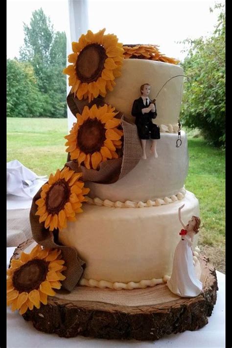 Pin By Faun Marlene On Super Heros Sunflower Wedding Cake Fishing Wedding Cake Toppers