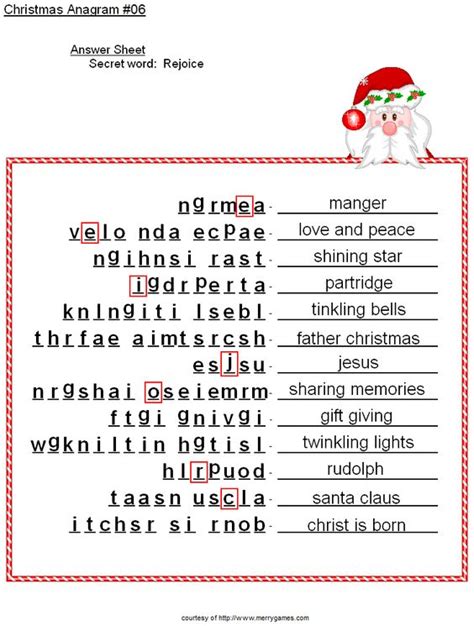 Free Printable Christmas Activities Anagrams Christmas Pinterest