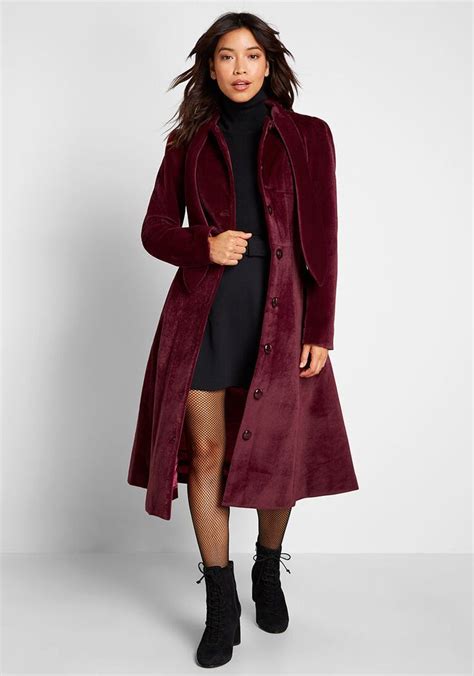 Modcloth X Collectif Living In Luxury Velvet Coat In 8 Uk Fit