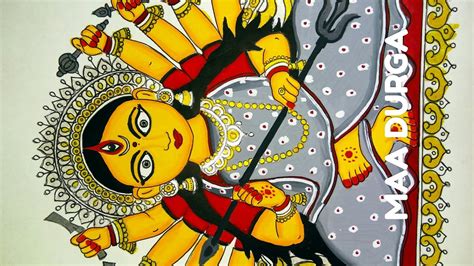 Navratri Special Drawing And Painting Of Maa Durga Kolkata Style