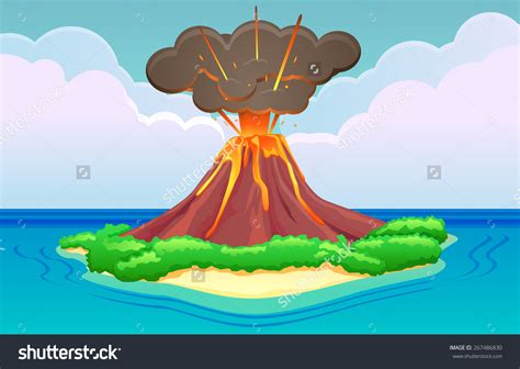 Island Volcano Eruption Clipart Download Island Volcano