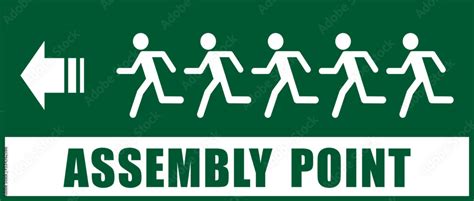 Green Assembly Point Sign On White Background Stock Vector Adobe Stock
