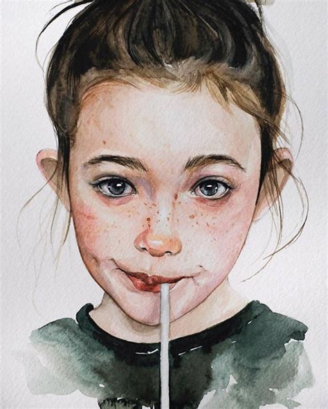 Image May Contain 1 Person Watercolor Art Face Portrait Painting