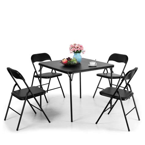 Black Folding Dining Table And Chairs Photos