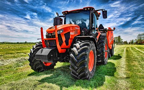Download Wallpapers Kubota M8 211 4k Picking Grass 2020 Tractors