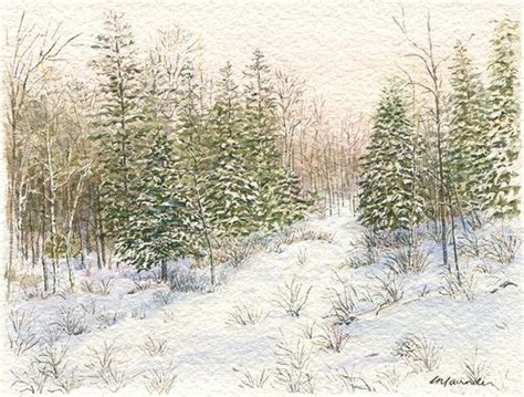 Items Similar To Winter Forest Art Print Of Watercolor