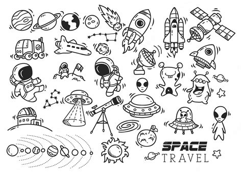Premium Vector Space Themed Doodle