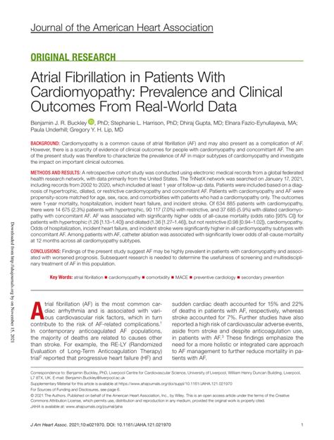 Pdf Atrial Fibrillation In Patients With Cardiomyopathy Prevalence