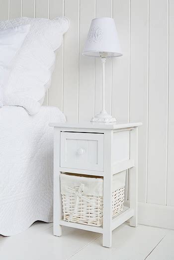Bar Harbor Small White Bedside Table 25cm Wide The White