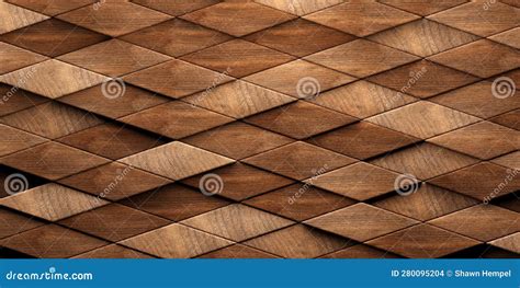 Close Up Of Randomly Offset Shifted Stretched Rhomb Wooden Cubes Or