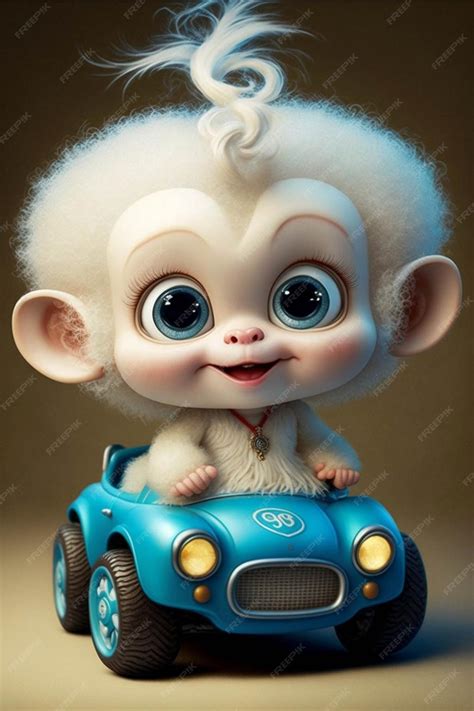 Premium Ai Image Close Up Of A Toy Car With A Monkey In It Generative Ai