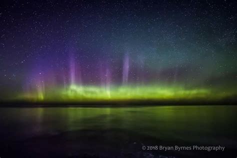 Northern Lights Shimmering Across The Lake Superior Horizon Today At 12