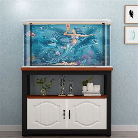 Mermaid Background Sticker Fish Tank Creative Paste Paper Aquarium