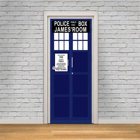 Dr Who Tardis Personalized Name Door Wrap Decal Removable Sticker D12