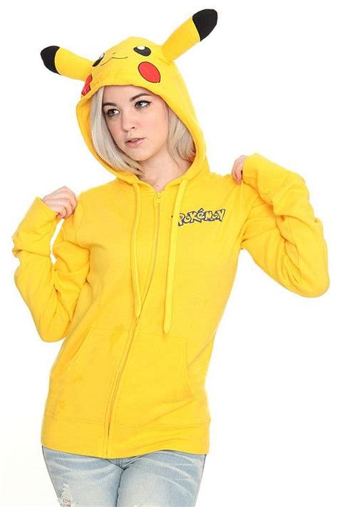Yellow Long Sleeve Pikachu Pattern Hooded Zip Sweatshirt Eur€2356