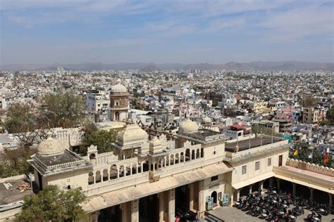 Udaipur Aerial Panoramic View From Udaipur City Palace In Rajasthan