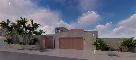 Proposed Modern Style House Front Elevation 3d Architectural Rendering
