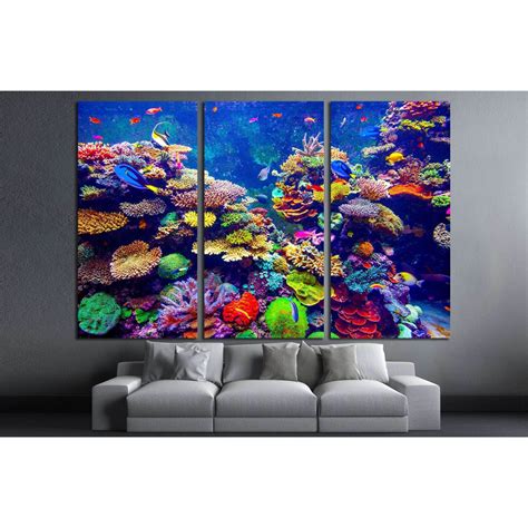 Coral Reef With Tropical Fish Wall Art Canvas Print Zellart Canvas Prints