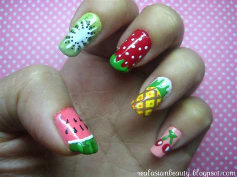 Summer Fruits Nail Art Watermelon Kiwi Strawberry Pineapple Cherry