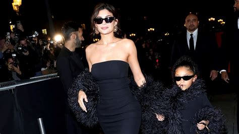 Stormi Webster Twins With Mom Kylie Jenner In Feathers For Her Paris