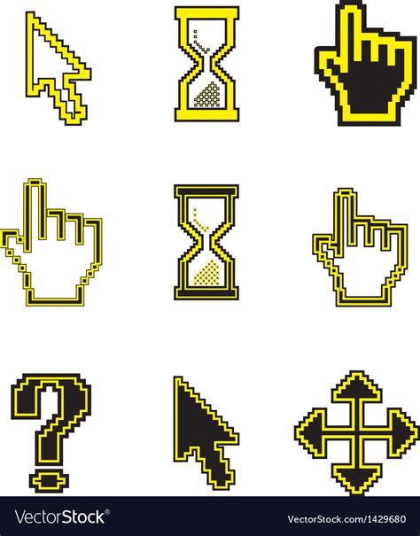 Pixel Cursors Icons Hand Arrow Hourglass Vector Image Hot Sex Picture