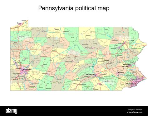 Mapa Político Del Estado De Pennsylvania Fotografía De Stock Alamy