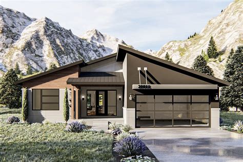 Modern Ranch Home Plan With Dynamic Roofline 62815dj Architectural