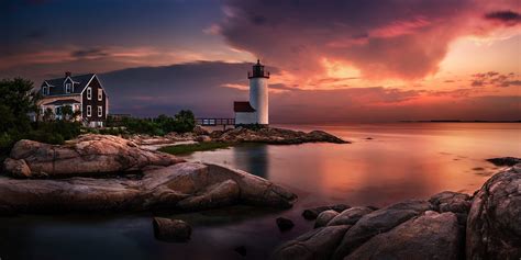 Nature Landscape Sunset Lighthouse Massachusetts Sky Coast Sea