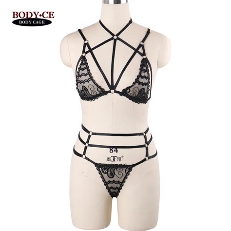 Bodycage Lace Sheer Bra Harness Women Fashion Sexy Bondage Lingerie Black Elastic Cage Underwear